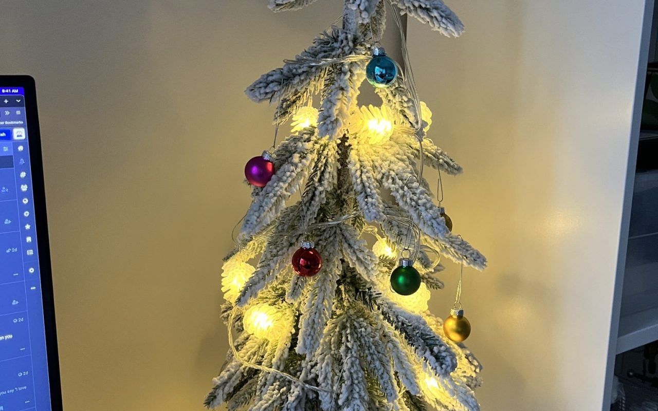 Christmas tree decorated with string lights