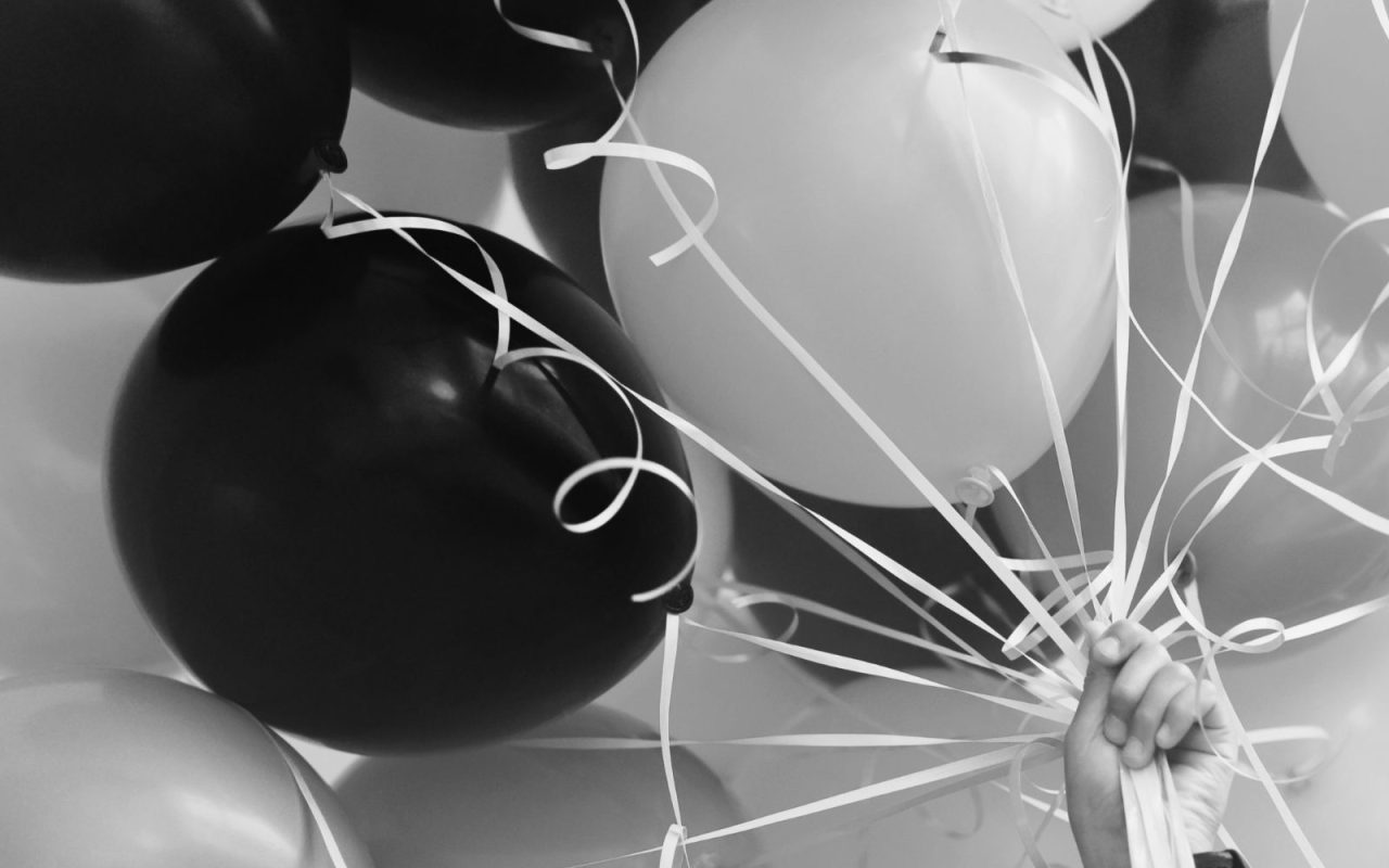 Black and white party balloons